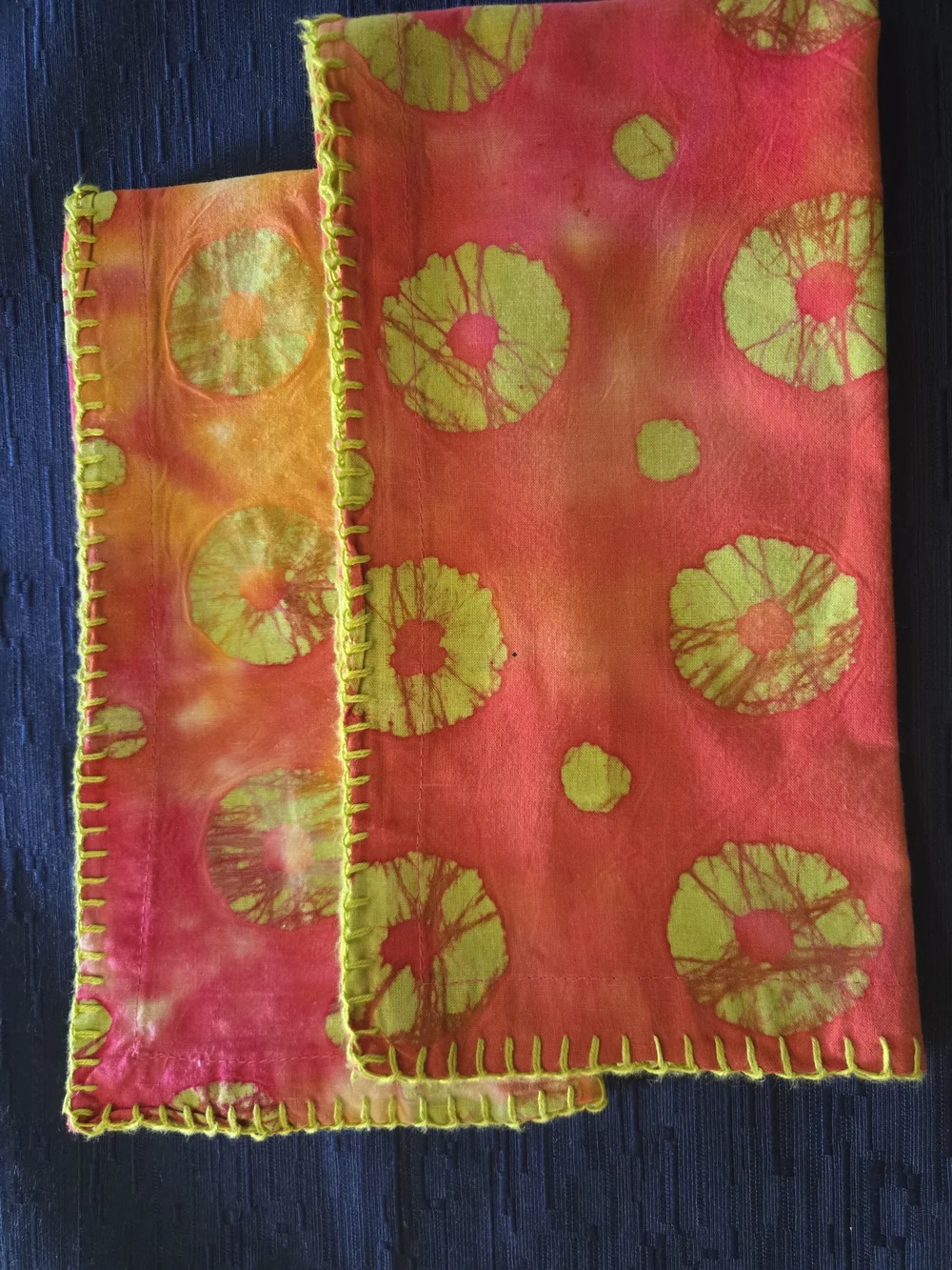 Crate&Barrel 100% Cotton Napkins, Set of 2 with Gold Rings